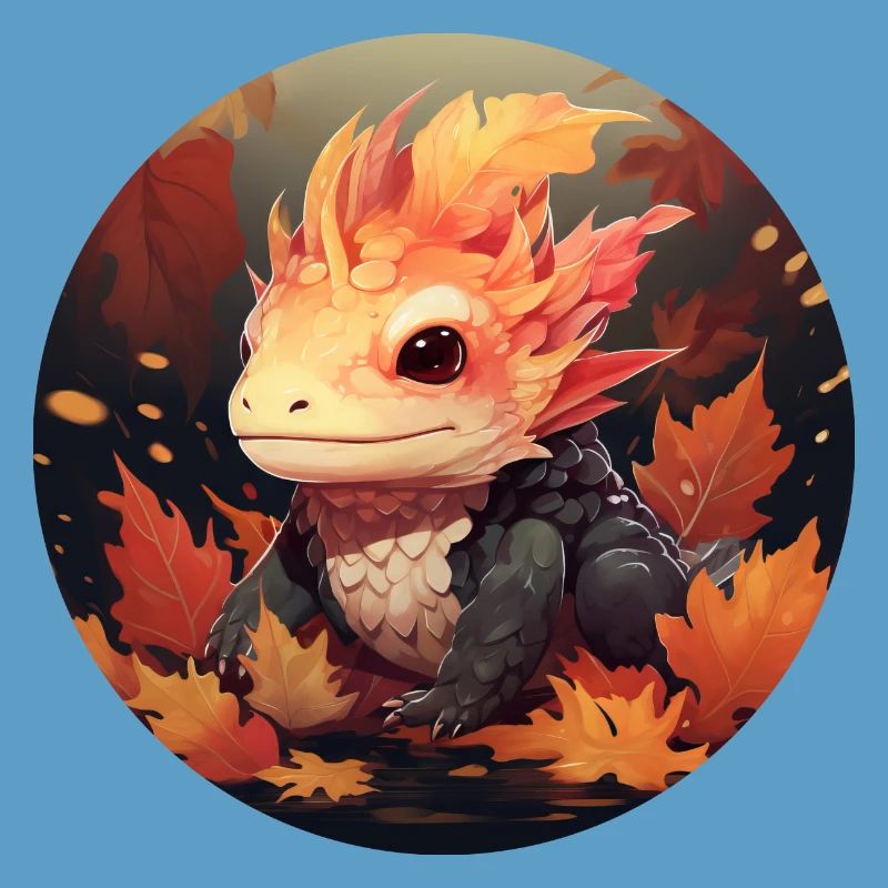 Axolotl dans le feuillage d’automne