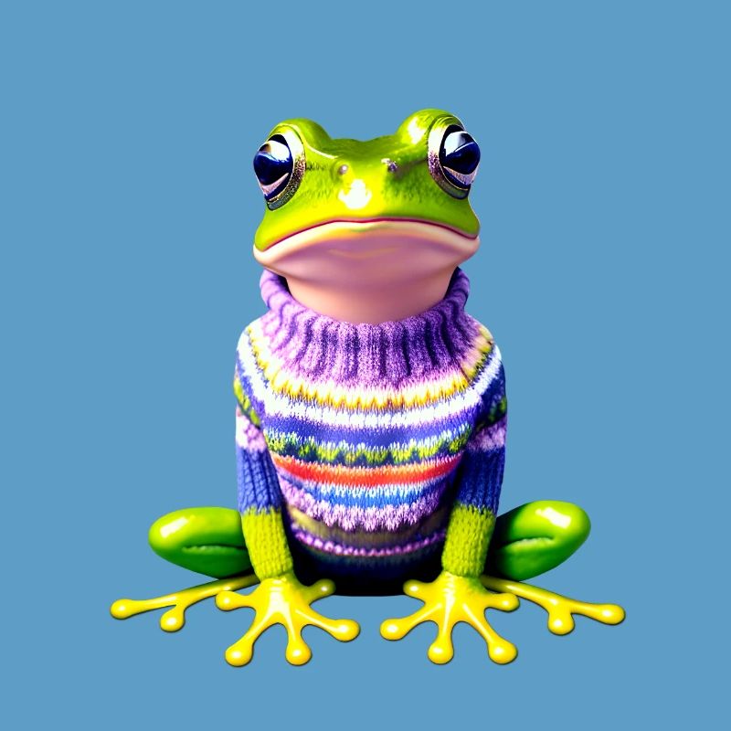 Kleiner Regenbogenfrosch mit Norweger-Pullover