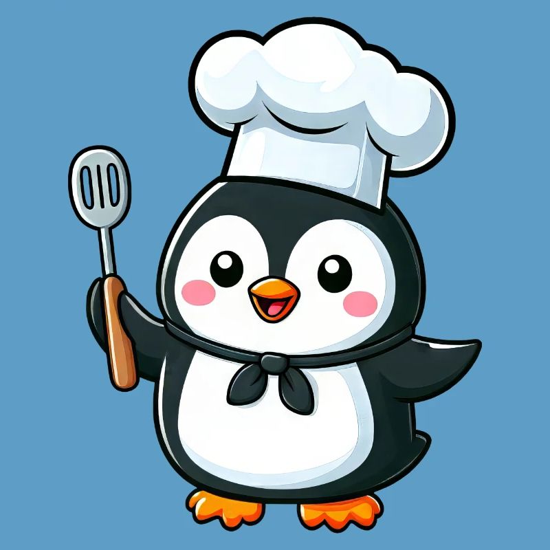 Cute Penguin Chef Cartoon Comic Design