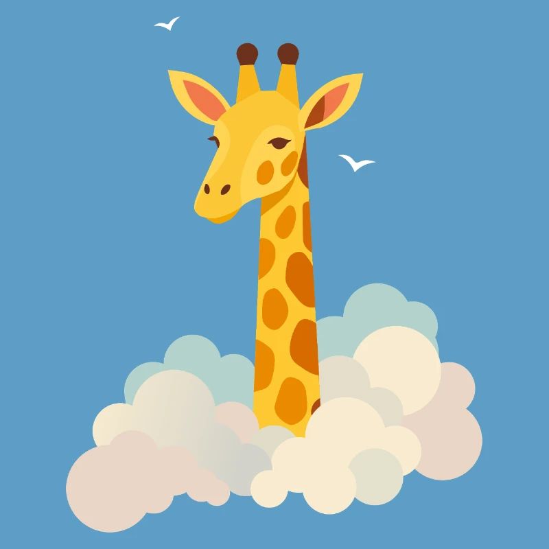 Douce girafe au-dessus des nuages – Motif onirique