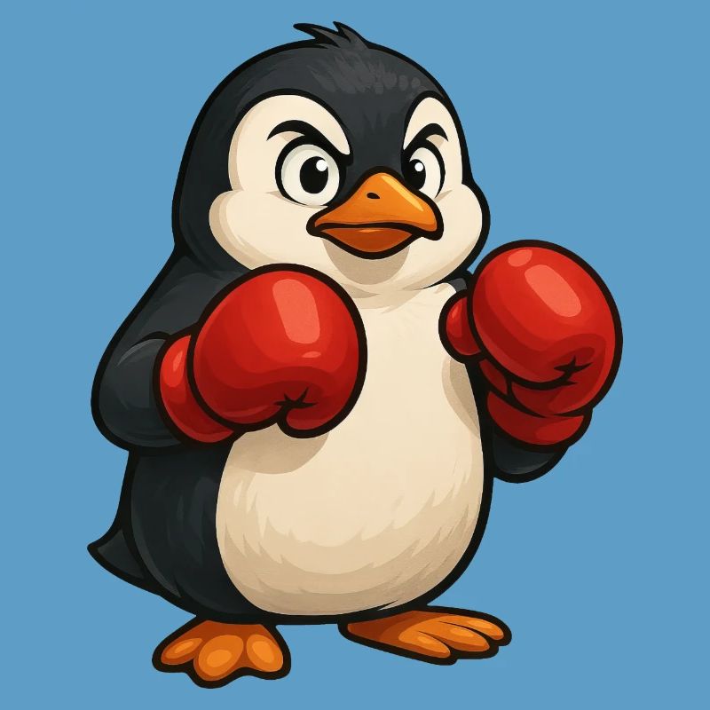 Cool pingouin boxer se bat dans la conception de dessin animé