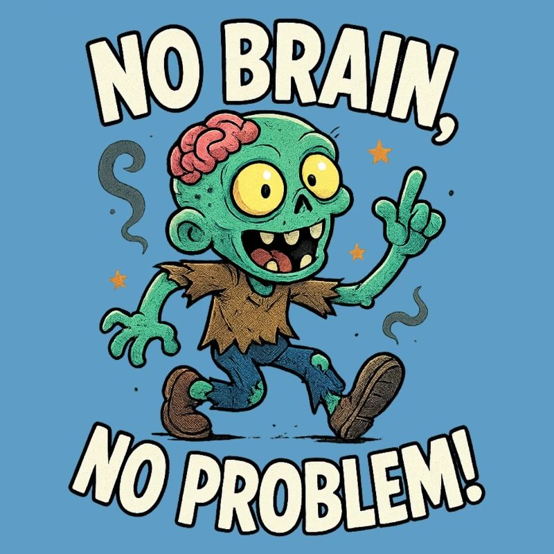 No Brain No Problem Zombie Tee