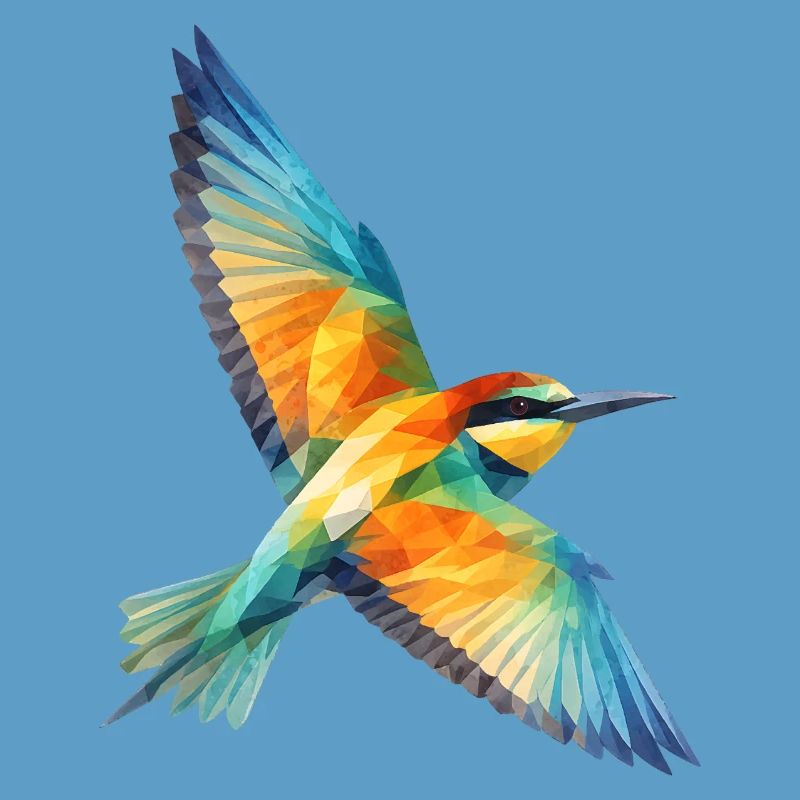 Bee-Eater Bird Low Poly Polygon Art