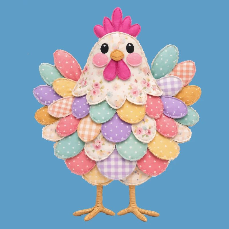 Cute Patchwork Hen Rustic Style
