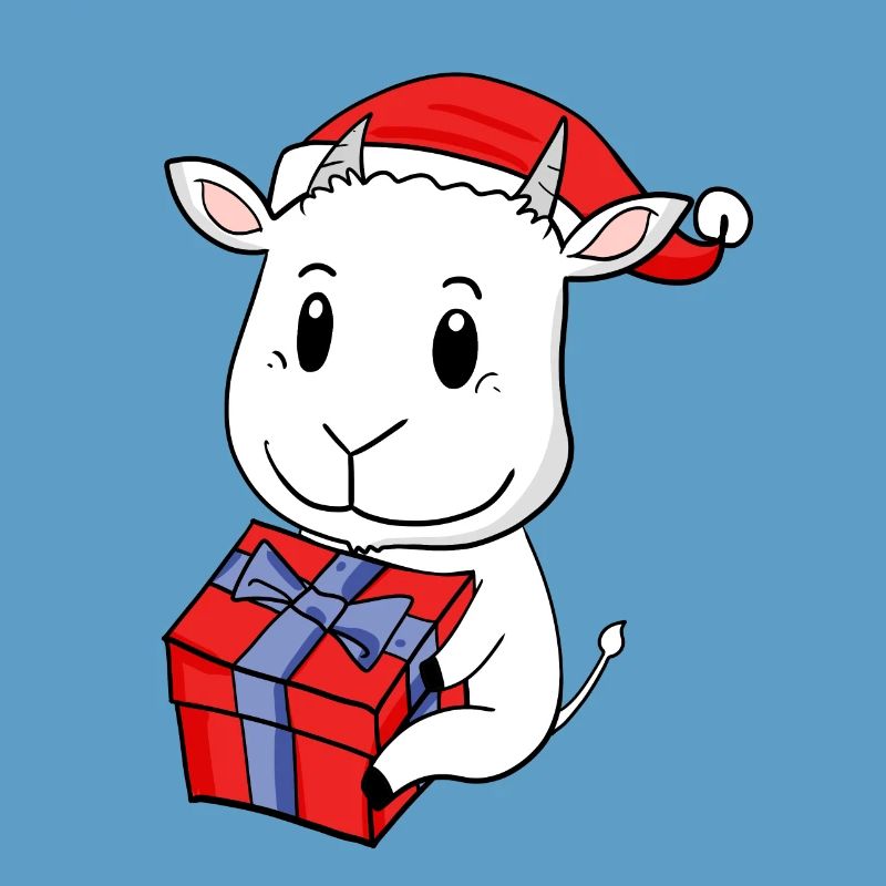 Bébé Chèvre de Noël avec cadeau