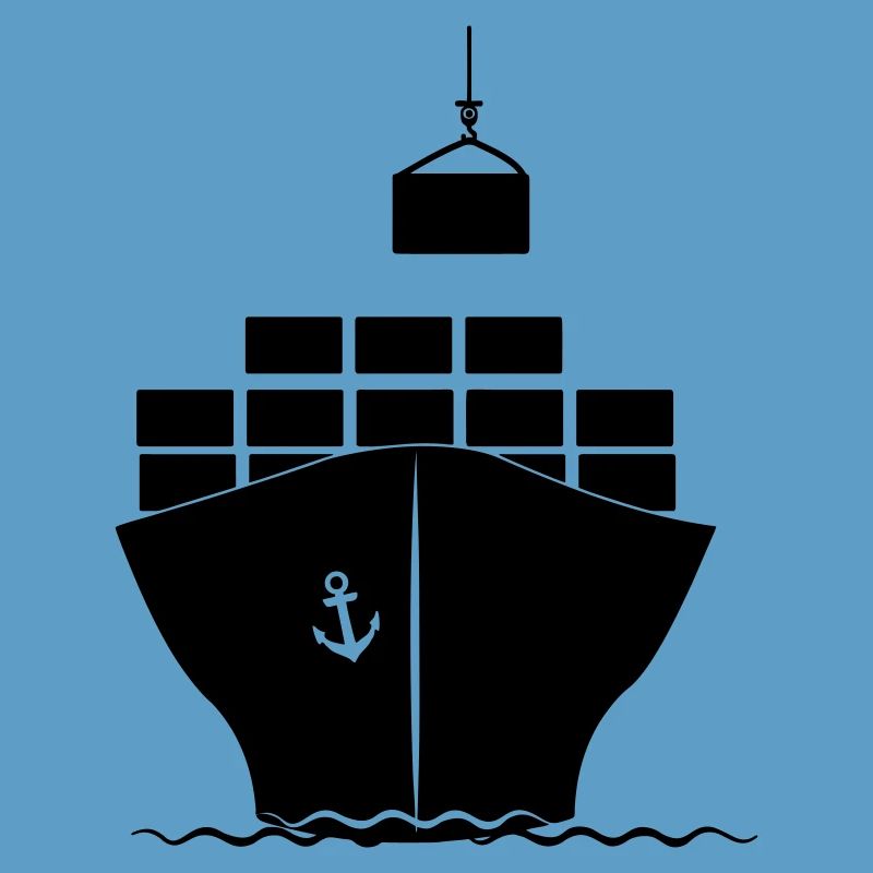 Sea container boat with crane loading