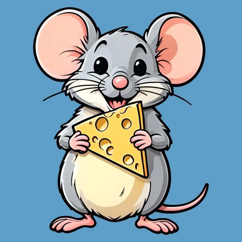 Souris de dessin animé effrontée avec du fromage
