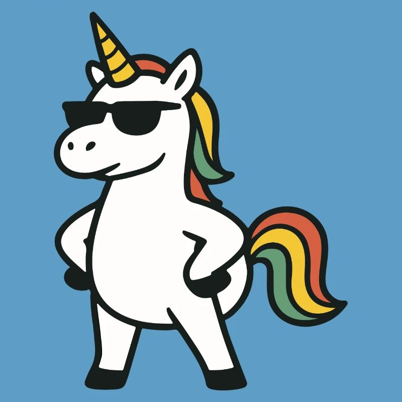Cooles Sonnenbrillen-Einhorn mit selbstbewusster Pose-Kunst
