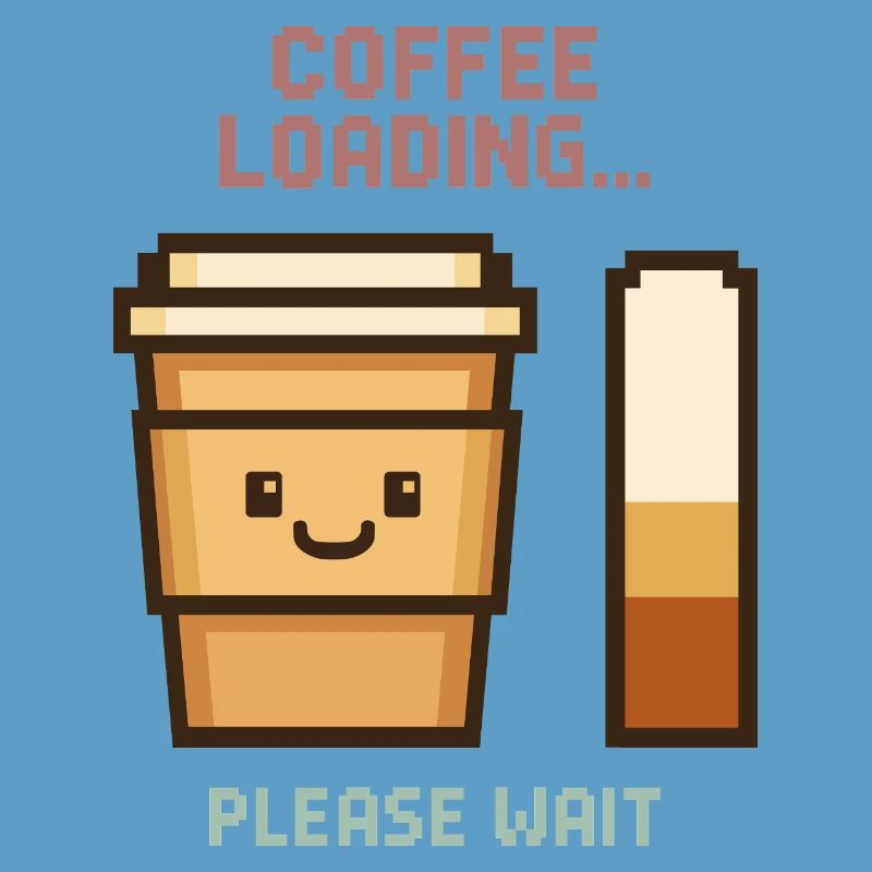 Coffee Loading Pixel Art - Morgenstart mit Charme
