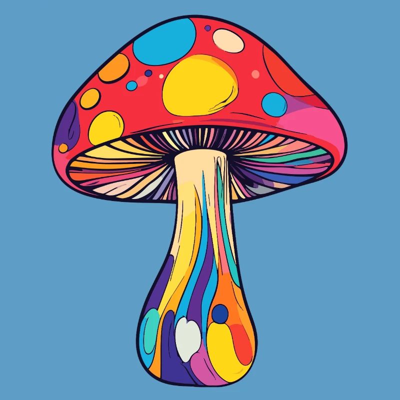 Colorful Toadstool Psychedelic Rainbow Mushroom
