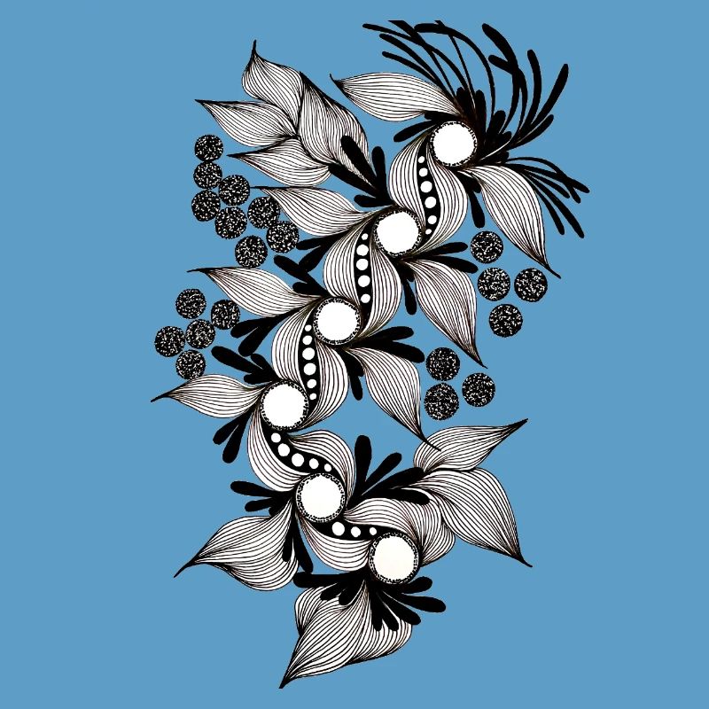 Spirale de fleurs noires et blanches