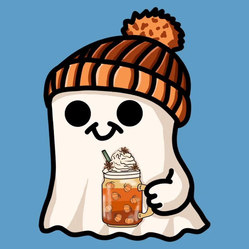 Halloween Ghost Hat Pumpkin Tea Coffee Fall Cute