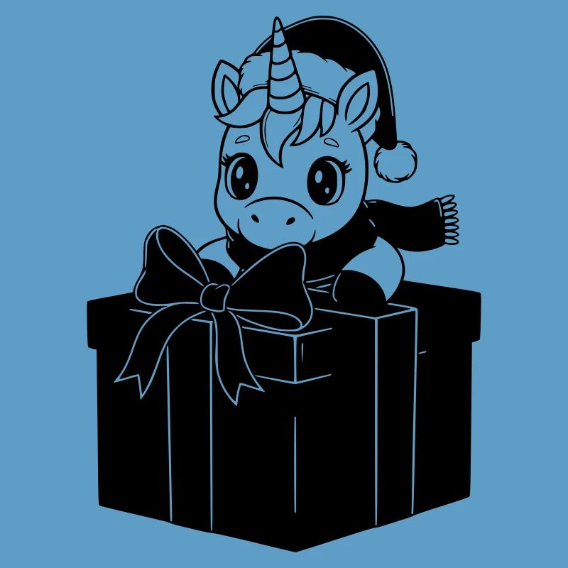 Weihnachts-Einhorn im Geschenk