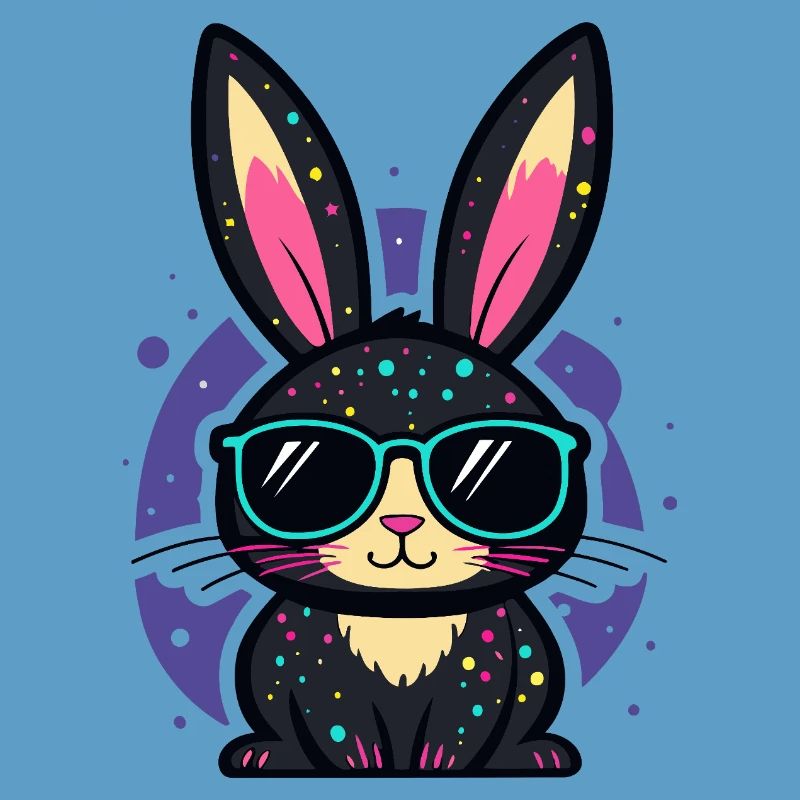 Chic neon bunny with glasses