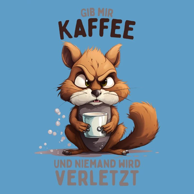 Wütendes Eichhörnchen mit Kaffee