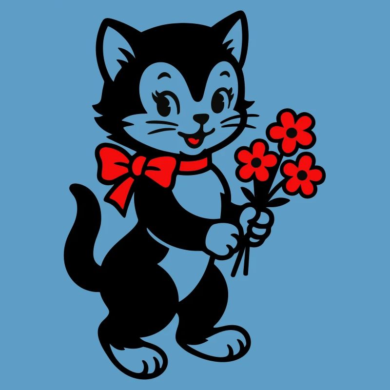 Chat noir avec ruban rouge