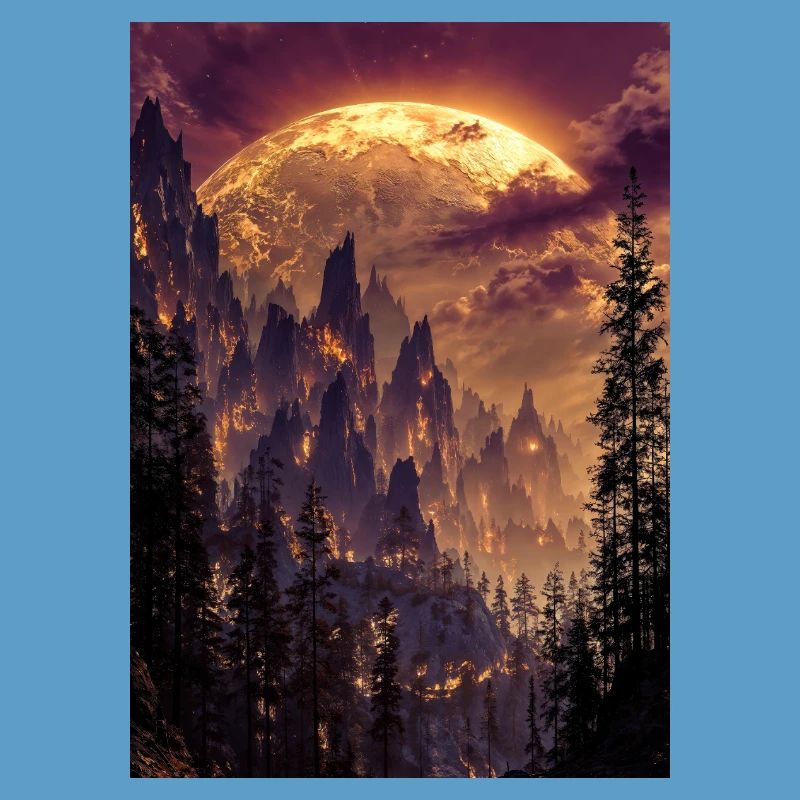 Feuriger Gipfel in der Abenddämmerung