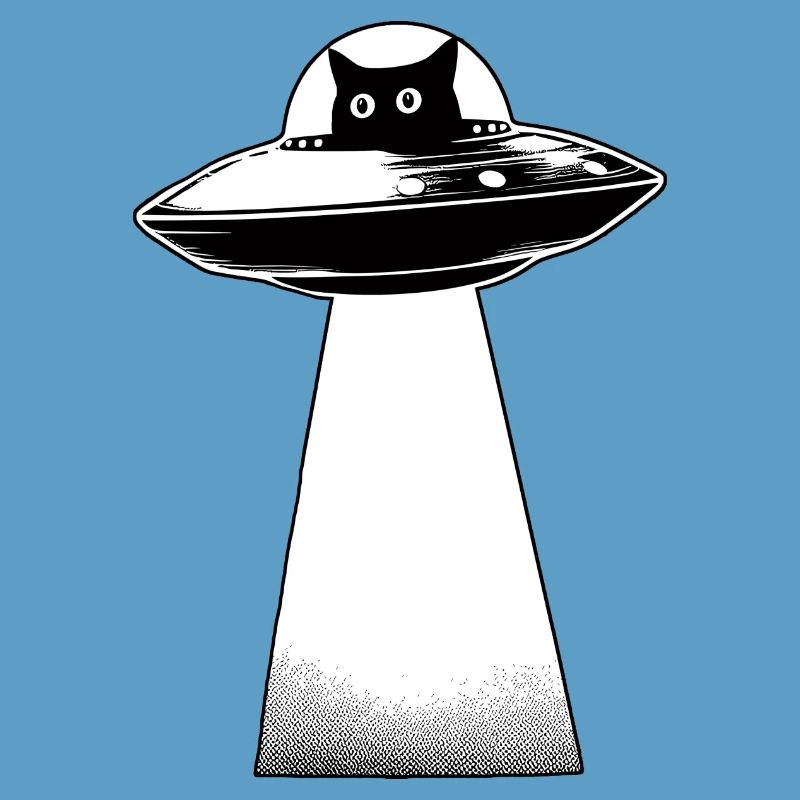 Cat Invasion UFO Alien Space Galaxy 3D Effect Cut