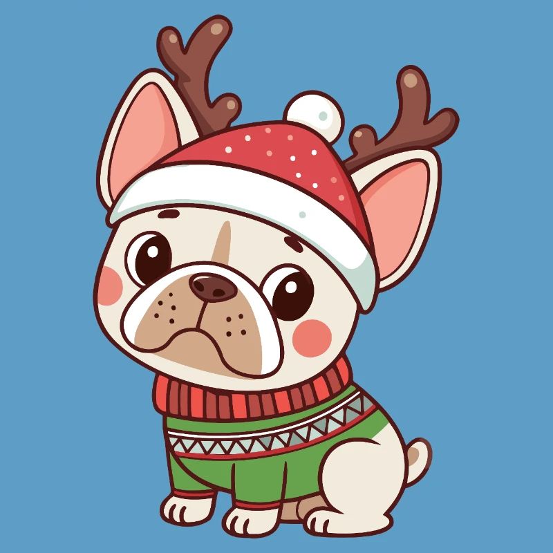Chiot Noël Bonnet et Pull Vert