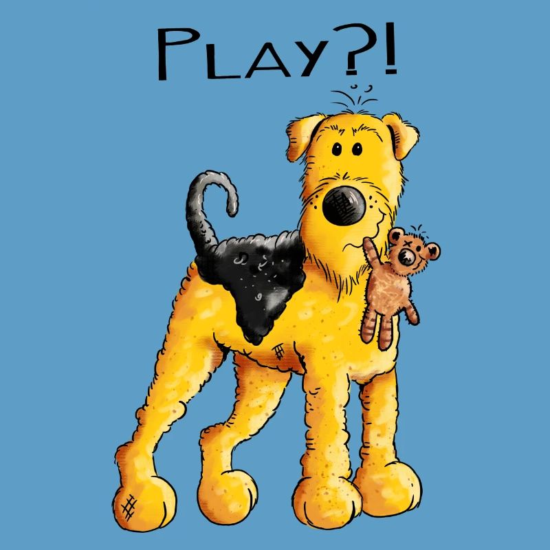 Play Airedale Terrier mit Teddy - Comic - Fun