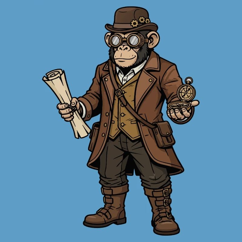 Monkey Explorer Steampunk Retro-Abenteuer