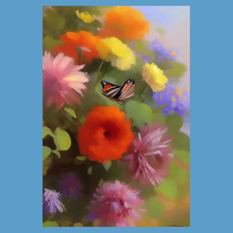 Fleurs et papillon