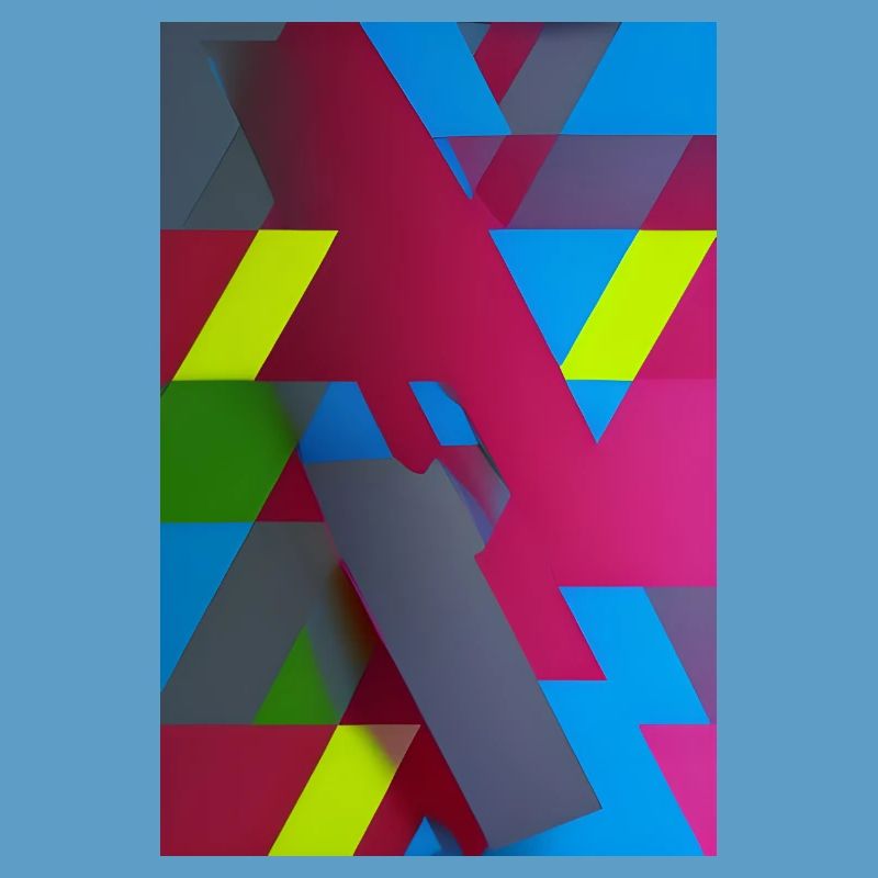Neon Geometric Triangle Composition