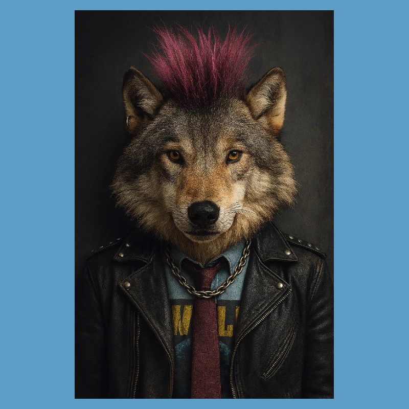 Wolf's Punk Mohawk Leather Jacket