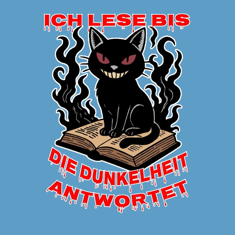 Dunkle Katze über dem Buch
