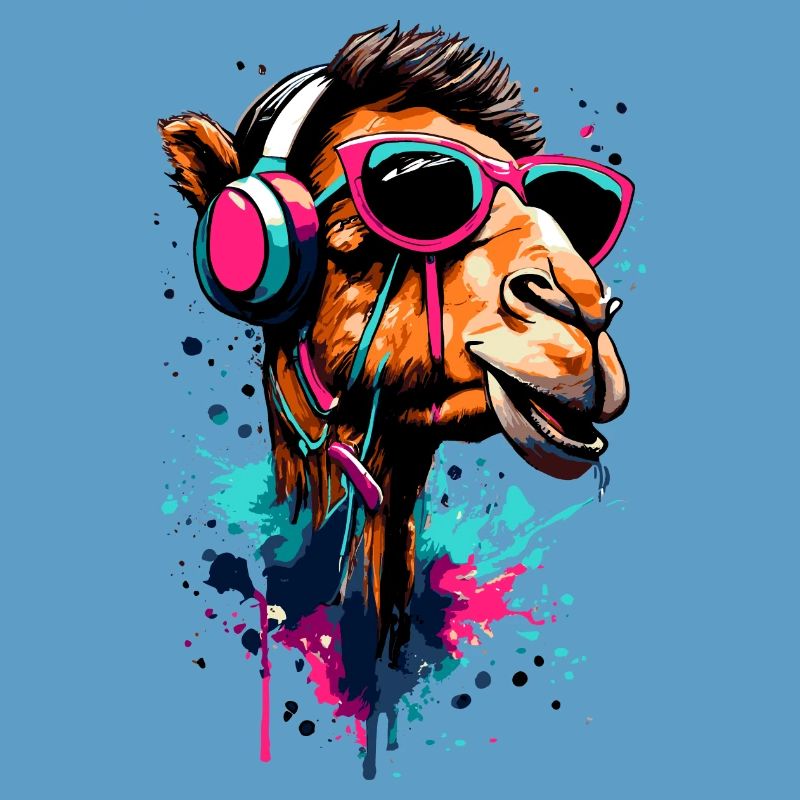 Kamel Dromedar Farbenfroh mit Kopfhörer - DJ Kamel