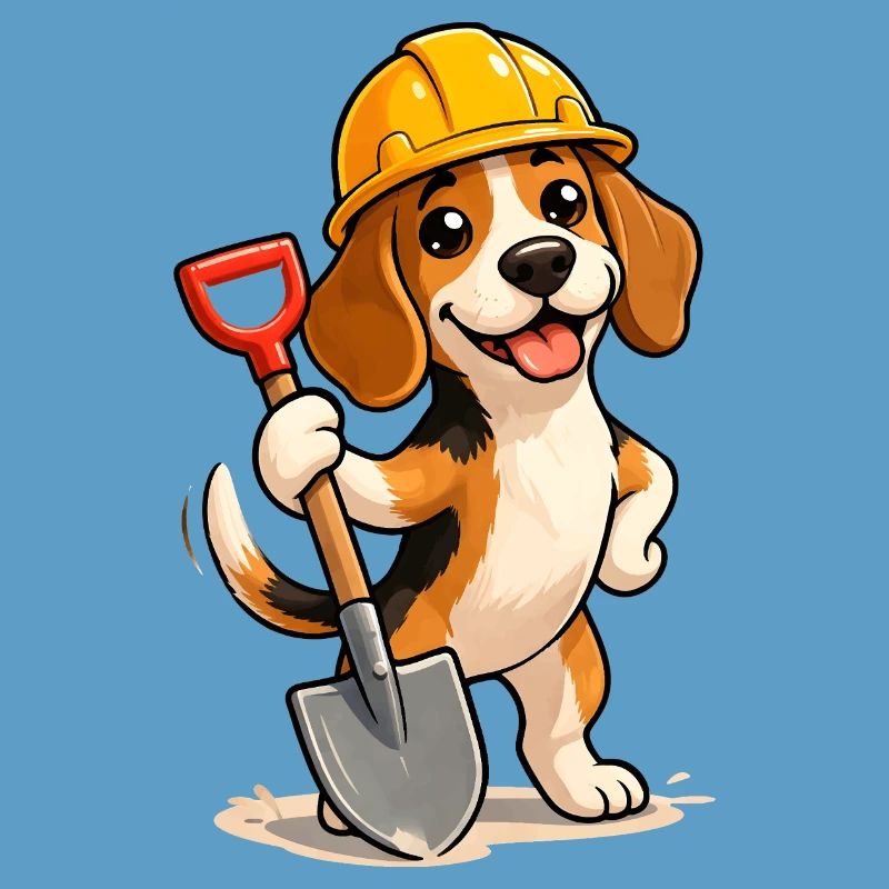 Beagle Construction Worker Dog Funny Fun Design