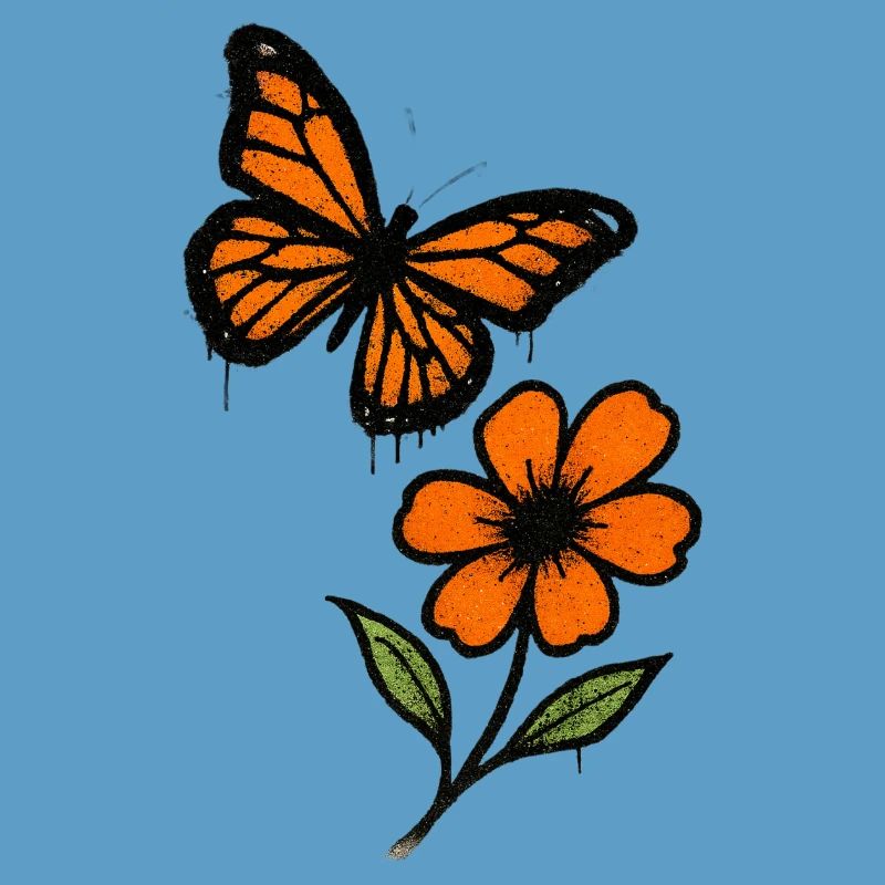Graffiti de papillons et de fleurs