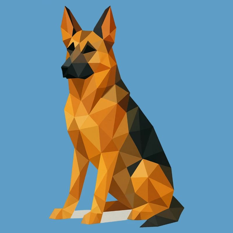 German Shepherd Dog in Low Poly
