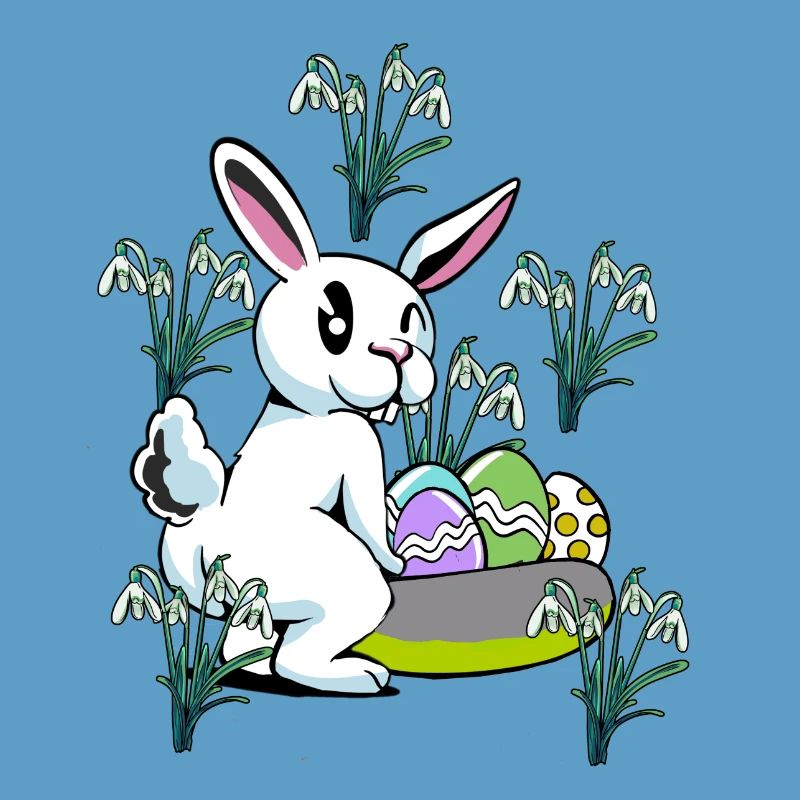 Spring snowdrop flowers Easter bunny