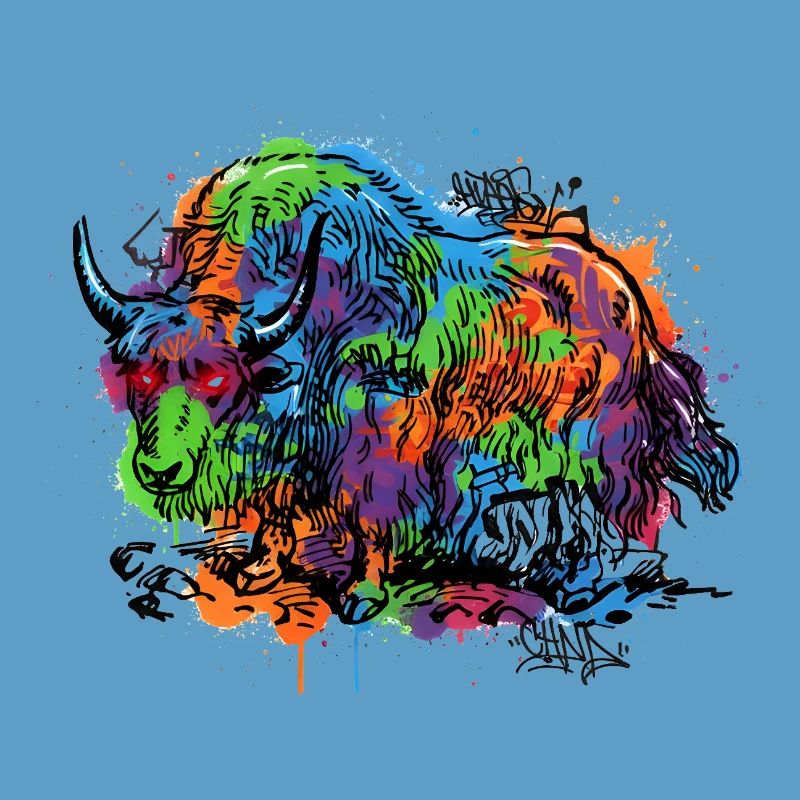 Rainbow Yak Graffiti Pattern