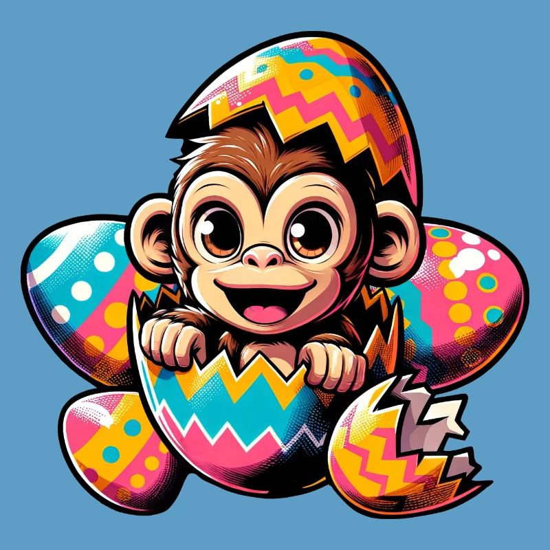 Singe de Pâques éclos conception d’oeuf de Pâques