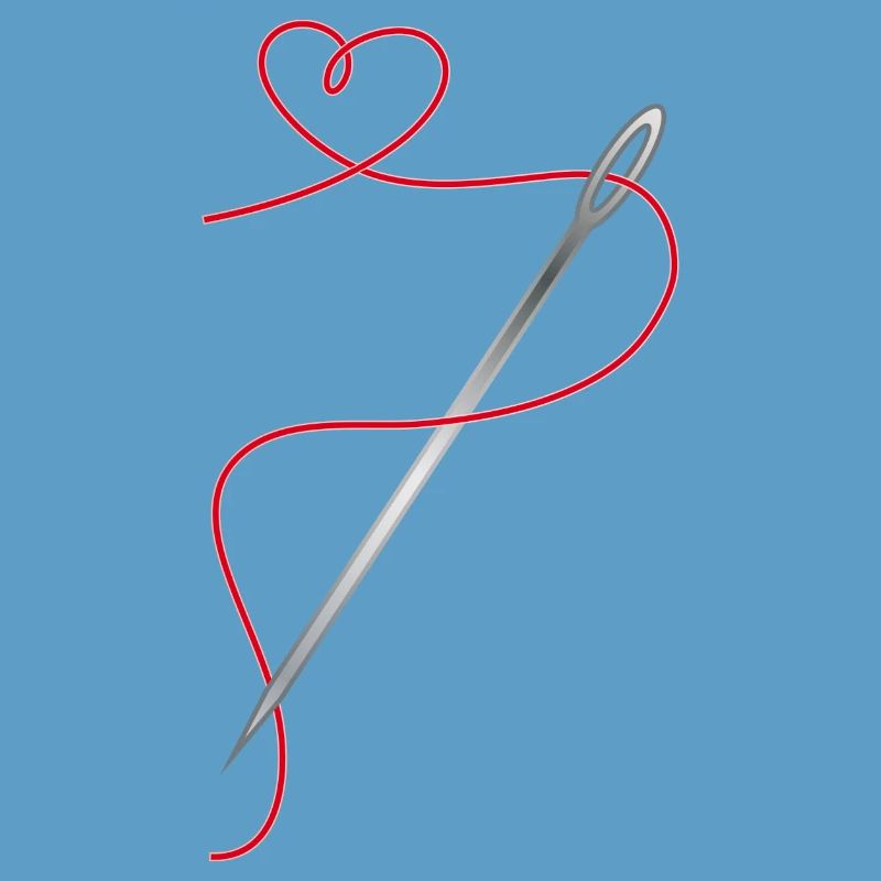 Needle and sewing thread with heart