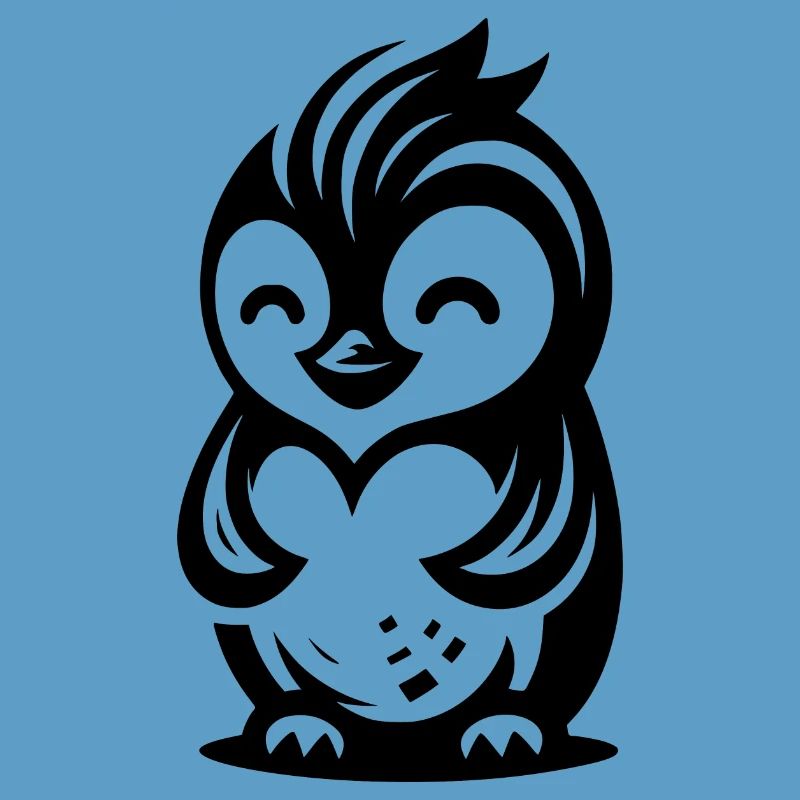 Penguin Drawing with Cute Friendly Expression