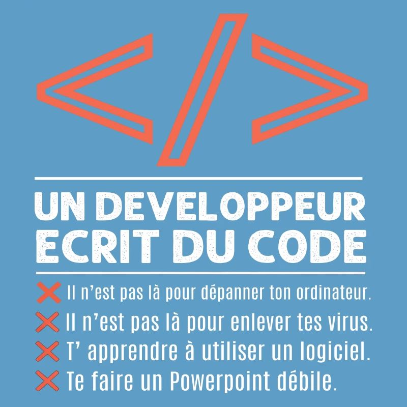 Un développeur écrit du code humour programmation