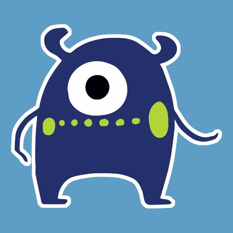Navy Blue Cyclops Monster | Cute Chibi Alien 