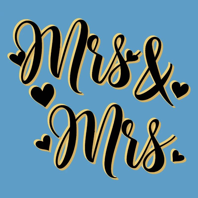 Mrs. and Mrs. in gold script