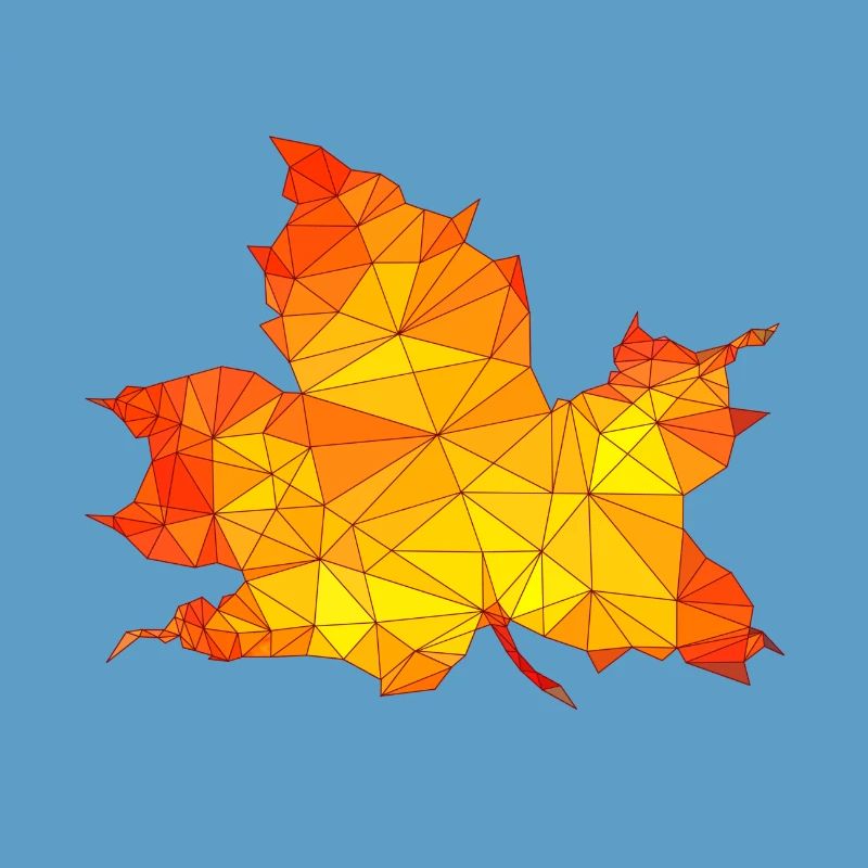 Polygonal Autumn Maple Tree Leaf Poly Art