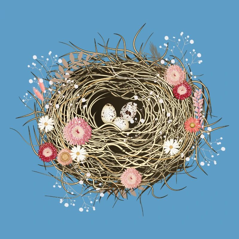 Vogelnest oder Osternest mit Trockenblumen
