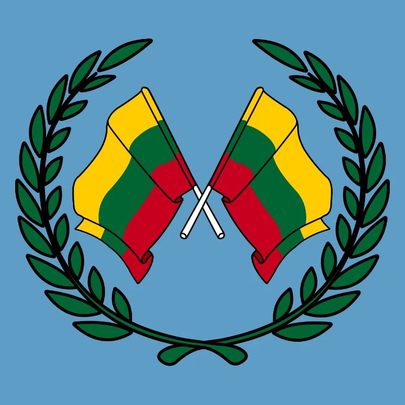 Flags Lithuania in laurel wreath