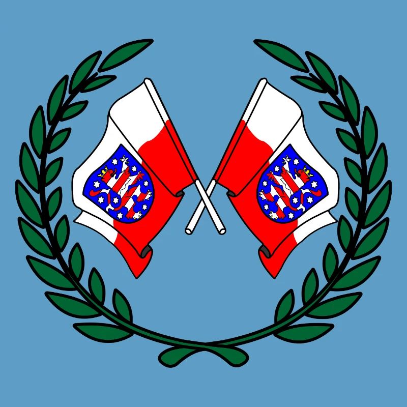 Flags Thuringia laurel wreath