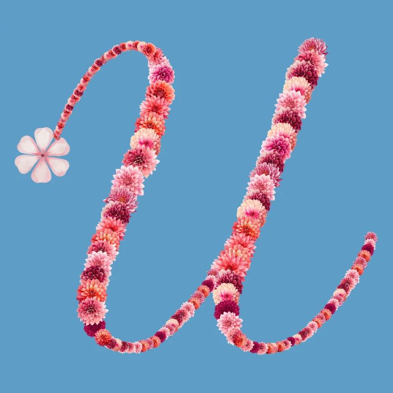 Romantisches Blumenmonogramm "U"