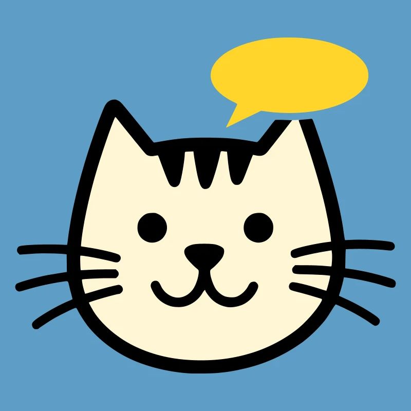 Visage de chat avec bulle de dialogue