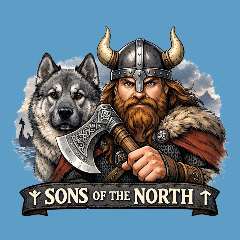 Wikinger mit einem Jagdhund