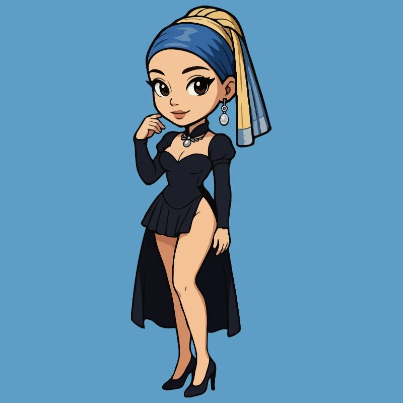 Mädchen mit Perlenohrring Chibi Super Deformed