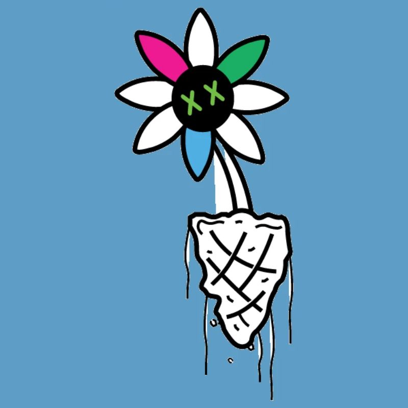 Illustration de crâne de fleur vive